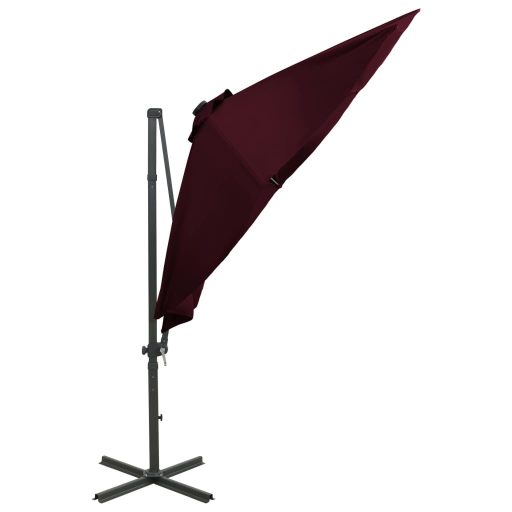 Bordó konzolos napernyő rúddal és LED-fényekkel 300 cm