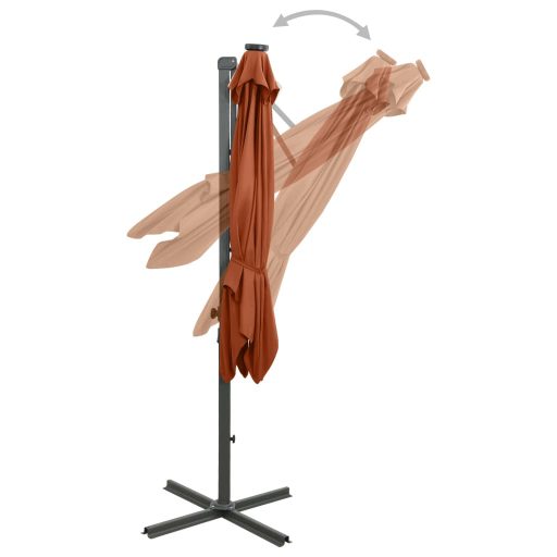 Terrakotta konzolos napernyő rúddal és LED-fényekkel 300 cm