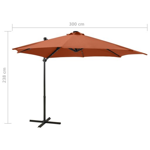 Terrakotta konzolos napernyő rúddal és LED-fényekkel 300 cm