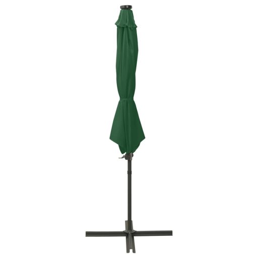 Zöld konzolos napernyő rúddal és LED-fényekkel 300 cm