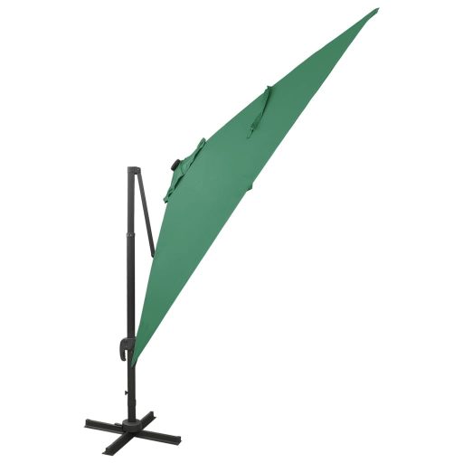 Zöld konzolos napernyő rúddal és LED-fényekkel 300 cm