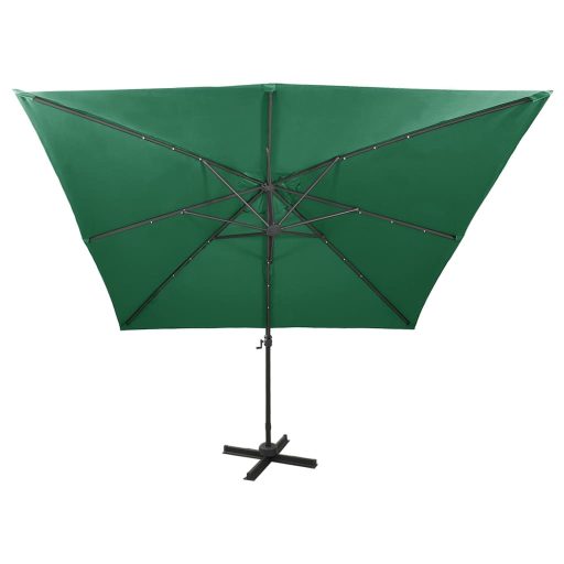 Zöld konzolos napernyő rúddal és LED-fényekkel 300 cm