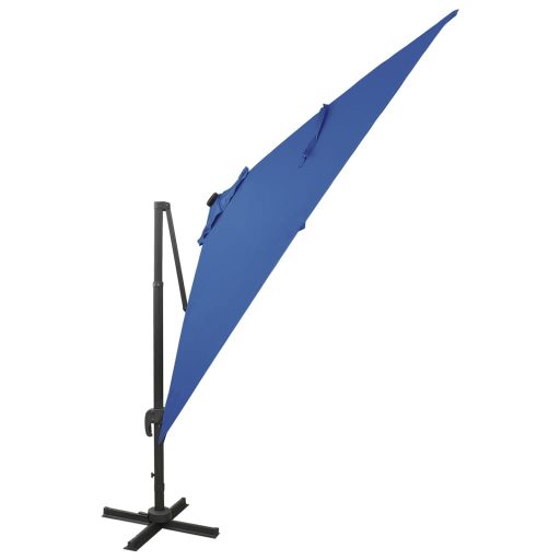 Azúrkék konzolos napernyő rúddal és LED-fényekkel 300 cm
