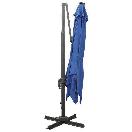 Azúrkék konzolos napernyő rúddal és LED-fényekkel 300 cm