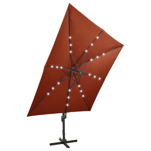 Terrakotta konzolos napernyő rúddal és LED-fényekkel 300 cm