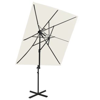 Homokszínű dupla tetejű konzolos napernyő 250 x 250 cm