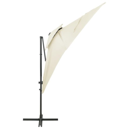 Homokszínű dupla tetejű konzolos napernyő 250 x 250 cm