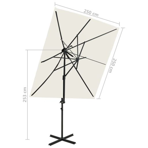 Homokszínű dupla tetejű konzolos napernyő 250 x 250 cm