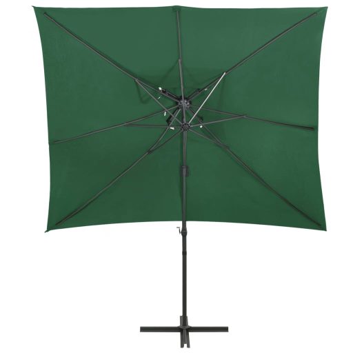 Zöld dupla tetejű konzolos napernyő 250 x 250 cm