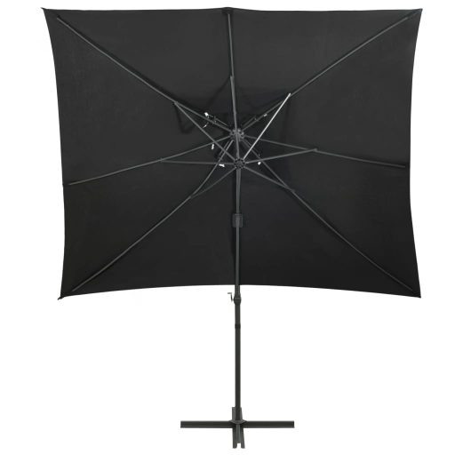 Fekete dupla tetejű konzolos napernyő 250 x 250 cm