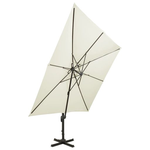 Homokszínű dupla tetejű konzolos napernyő 300 x 300 cm