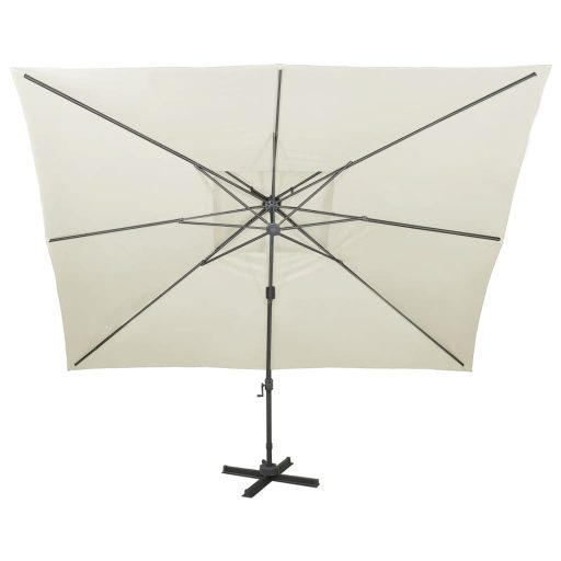 Homokszínű dupla tetejű konzolos napernyő 400 x 300 cm