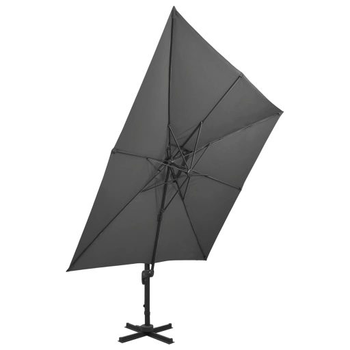 Antracitszürke dupla tetejű konzolos napernyő 300 x 300 cm