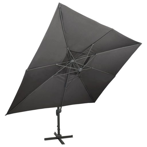 Antracitszürke dupla tetejű konzolos napernyő 400 x 300 cm