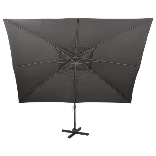 Antracitszürke dupla tetejű konzolos napernyő 400 x 300 cm