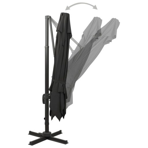 Fekete dupla tetejű konzolos napernyő 300 x 300 cm