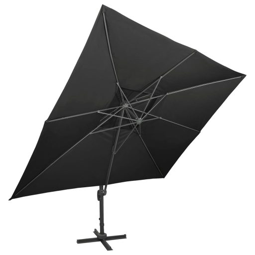 Fekete dupla tetejű konzolos napernyő 400 x 300 cm