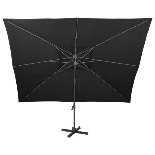 Fekete dupla tetejű konzolos napernyő 400 x 300 cm