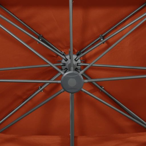 Terrakotta színű dupla tetejű konzolos napernyő 400 x 300 cm