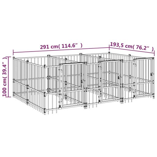 Acél kültéri kutyakennel 5,63 m²