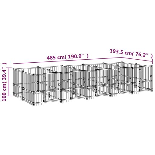 Acél kültéri kutyakennel 9,38 m²