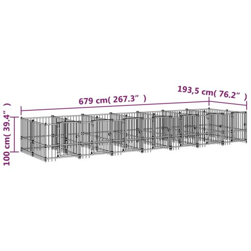 Acél kültéri kutyakennel 13,14 m²