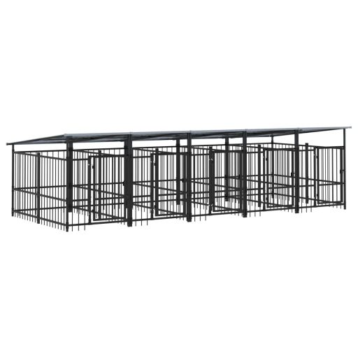 Acél kültéri kutyakennel tetővel 9,38 m²