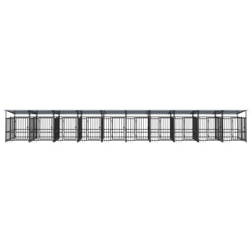 Acél kültéri kutyakennel tetővel 18,77 m²