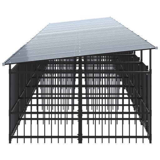 Acél kültéri kutyakennel tetővel 18,77 m²