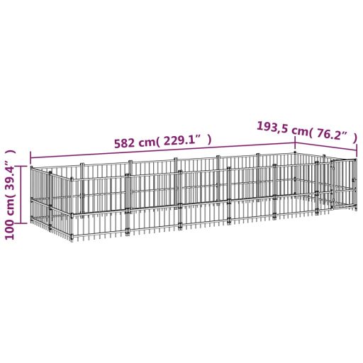 Acél kültéri kutyakennel 11,26 m²