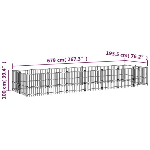 Acél kültéri kutyakennel 13,14 m²