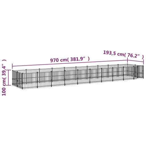 Acél kültéri kutyakennel 18,77 m²