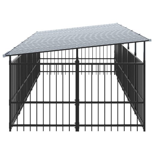 Acél kültéri kutyakennel tetővel 9,38 m²