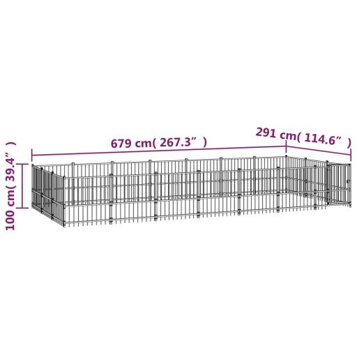 Acél kültéri kutyakennel 19,76 m²