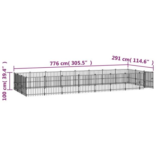 Acél kültéri kutyakennel 22,58 m²
