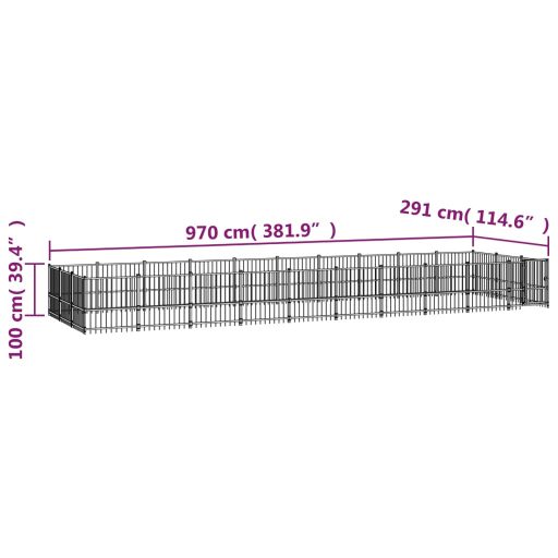 Acél kültéri kutyakennel 28,23 m²