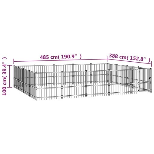 Acél kültéri kutyakennel 18,82 m²