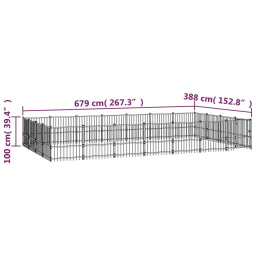 Acél kültéri kutyakennel 26,35 m²