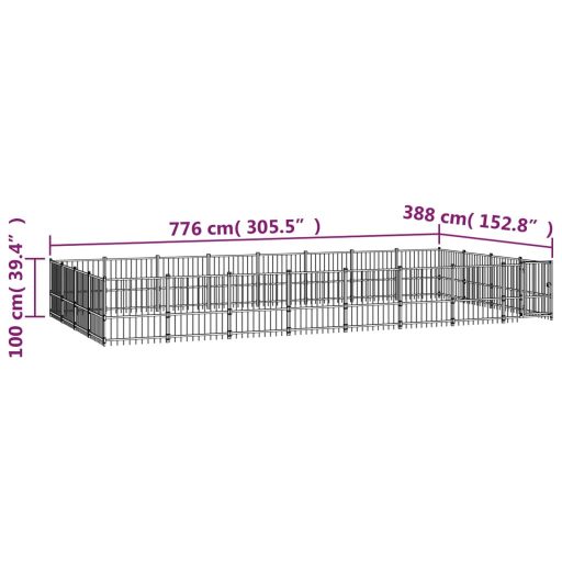 Acél kültéri kutyakennel 30,11 m²