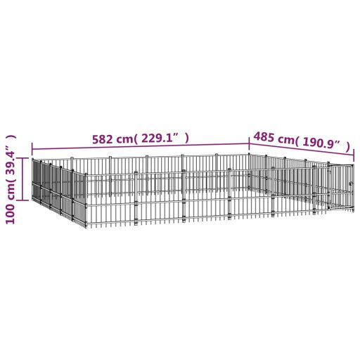 Acél kültéri kutyakennel 28,23 m²