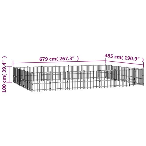 Acél kültéri kutyakennel 32,93 m²