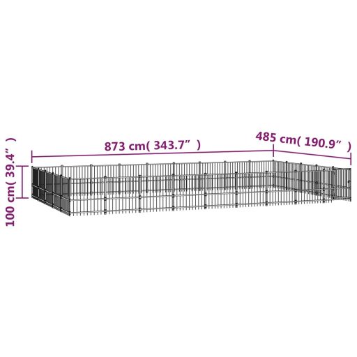 Acél kültéri kutyakennel 42,34 m²