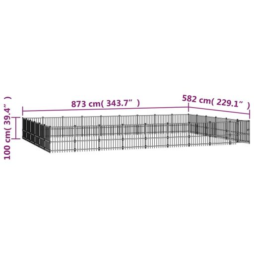Acél kültéri kutyakennel 50,81 m²