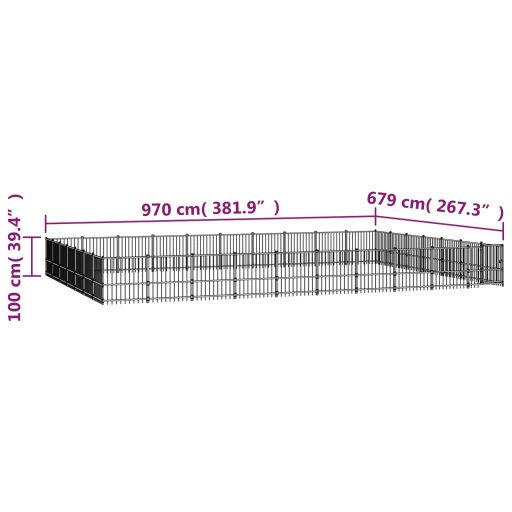 Acél kültéri kutyakennel 65,86 m²