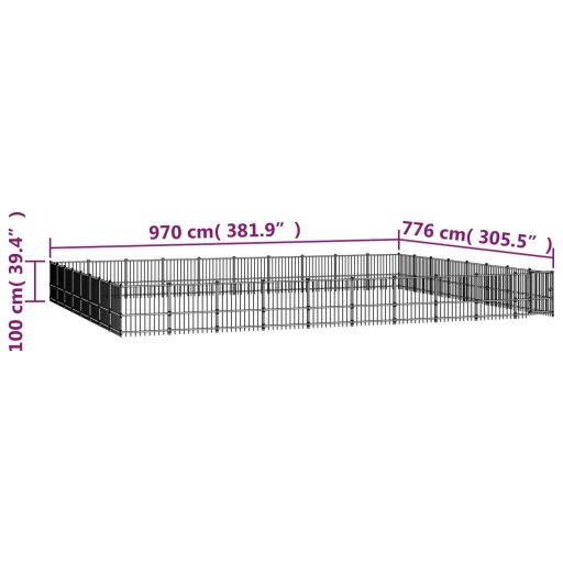 Acél kültéri kutyakennel 75,27 m²
