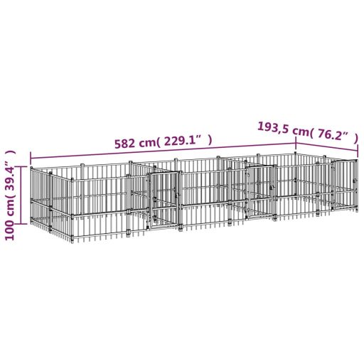 Acél kültéri kutyakennel 11,26 m²