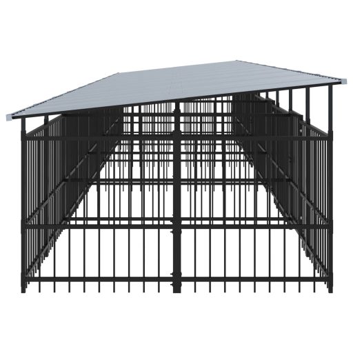 Acél kültéri kutyakennel tetővel 18,77 m²