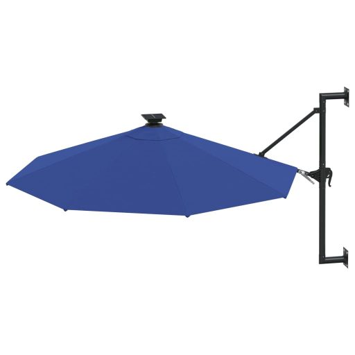 Kék fali napernyő LED-ekkel és fémrúddal 300 cm