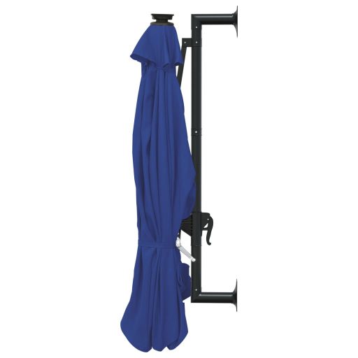 Kék fali napernyő LED-ekkel és fémrúddal 300 cm