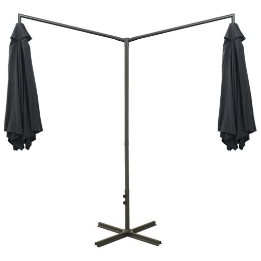 Antracitszürke dupla napernyő acélrúddal 600 cm